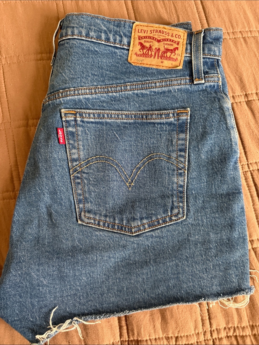 Levi's Blue Denim Cut Off Shorts with Signature Back Pocket